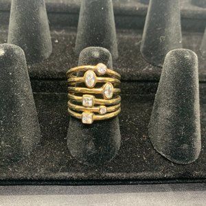 Melinda Maria Bronze Multi-Band Ring with Crystals